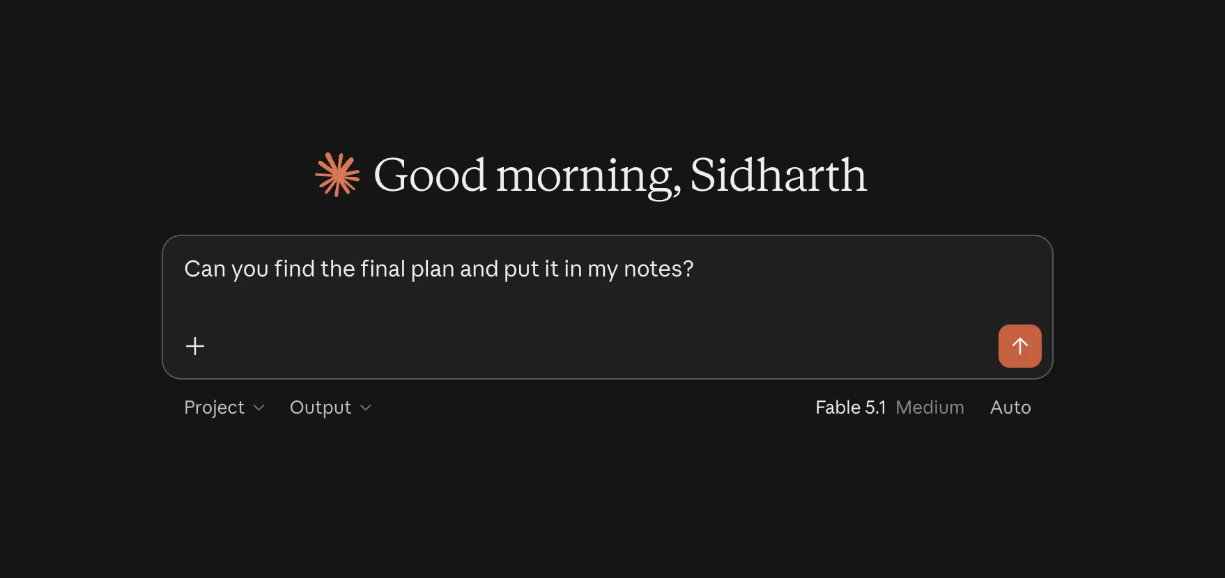 Claude being asked to find the final plan and put it in Noteasy